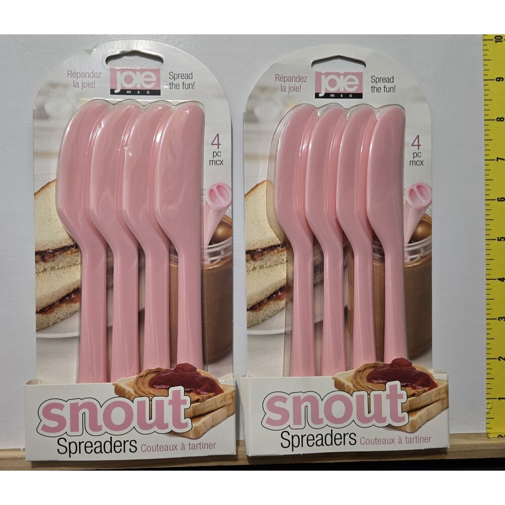 2 Pkgs Joie Snout 4 Piece Pink Plastic Spreaders BPA Free Dishwasher Safe